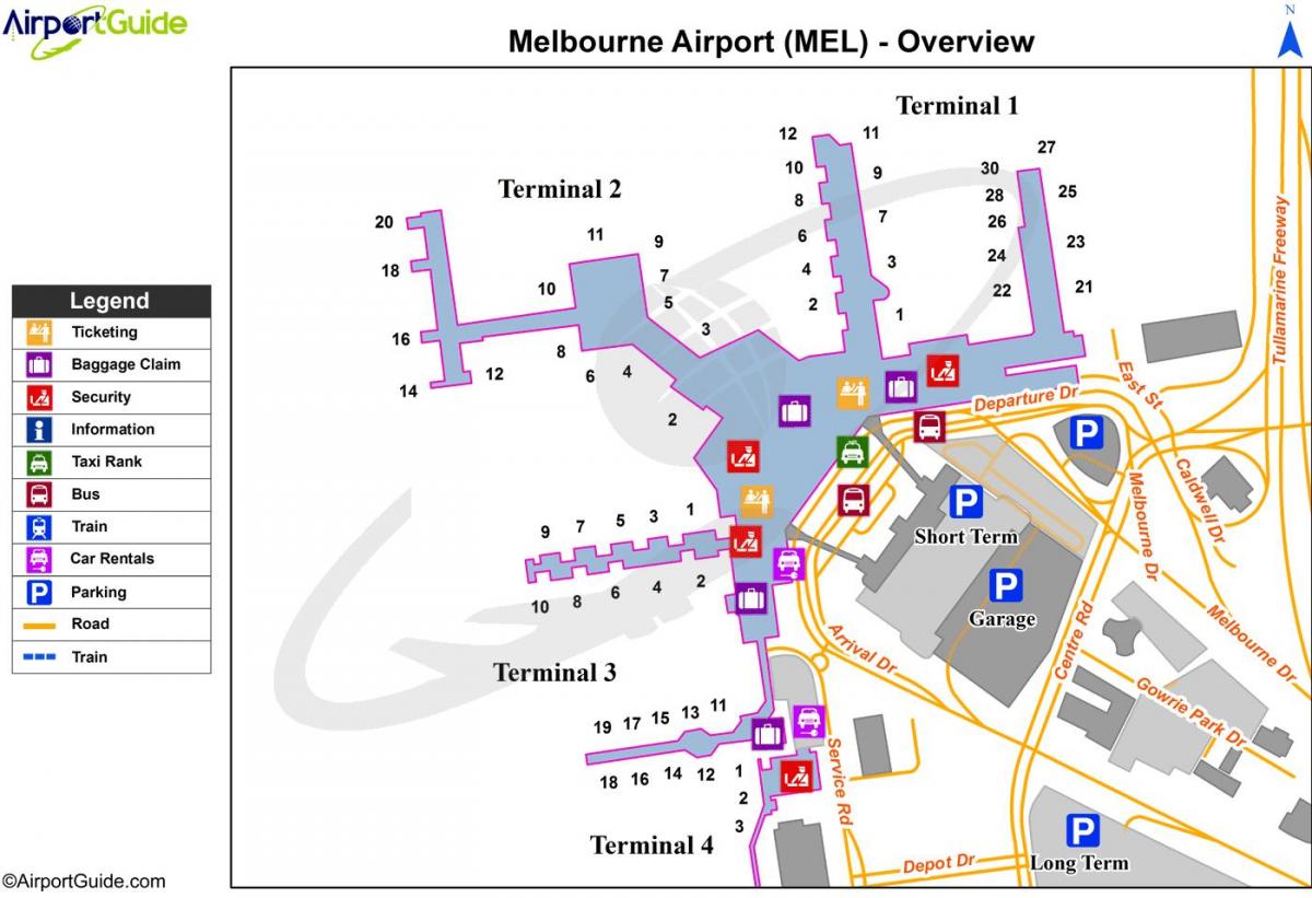 peta dari Melbourne airport terminal