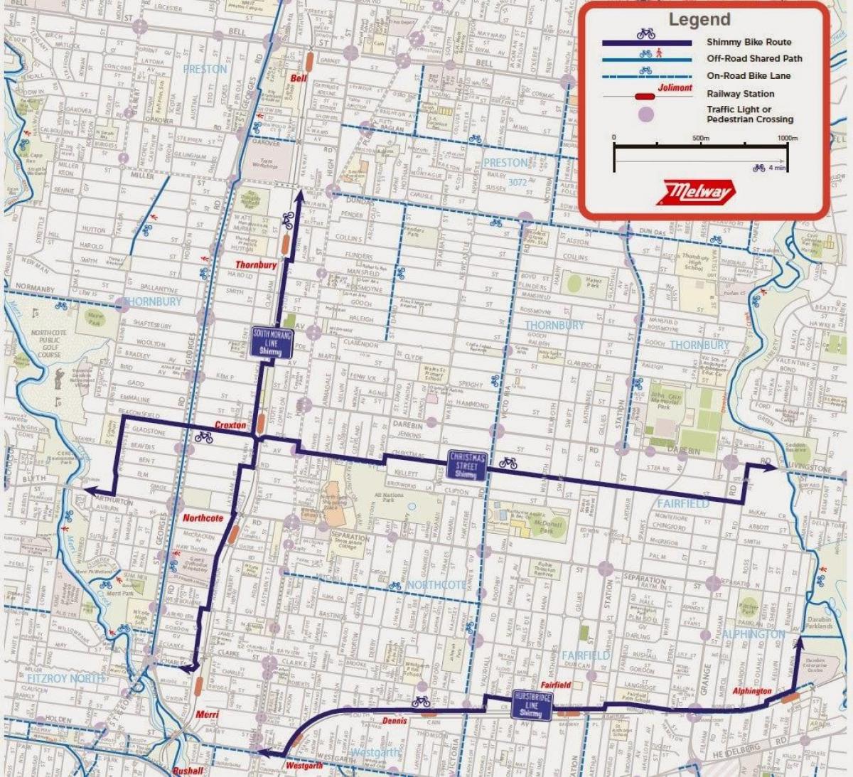 peta dari Melbourne bike share