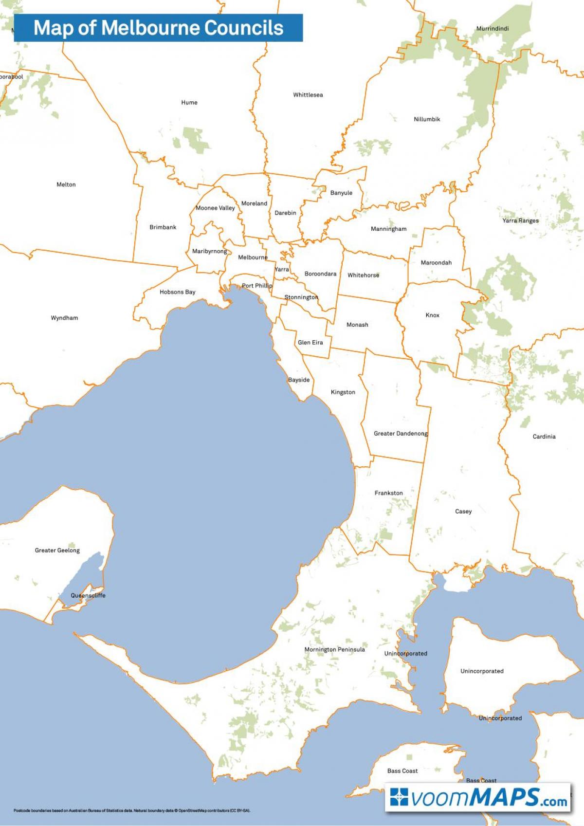 peta dari Melbourne dewan