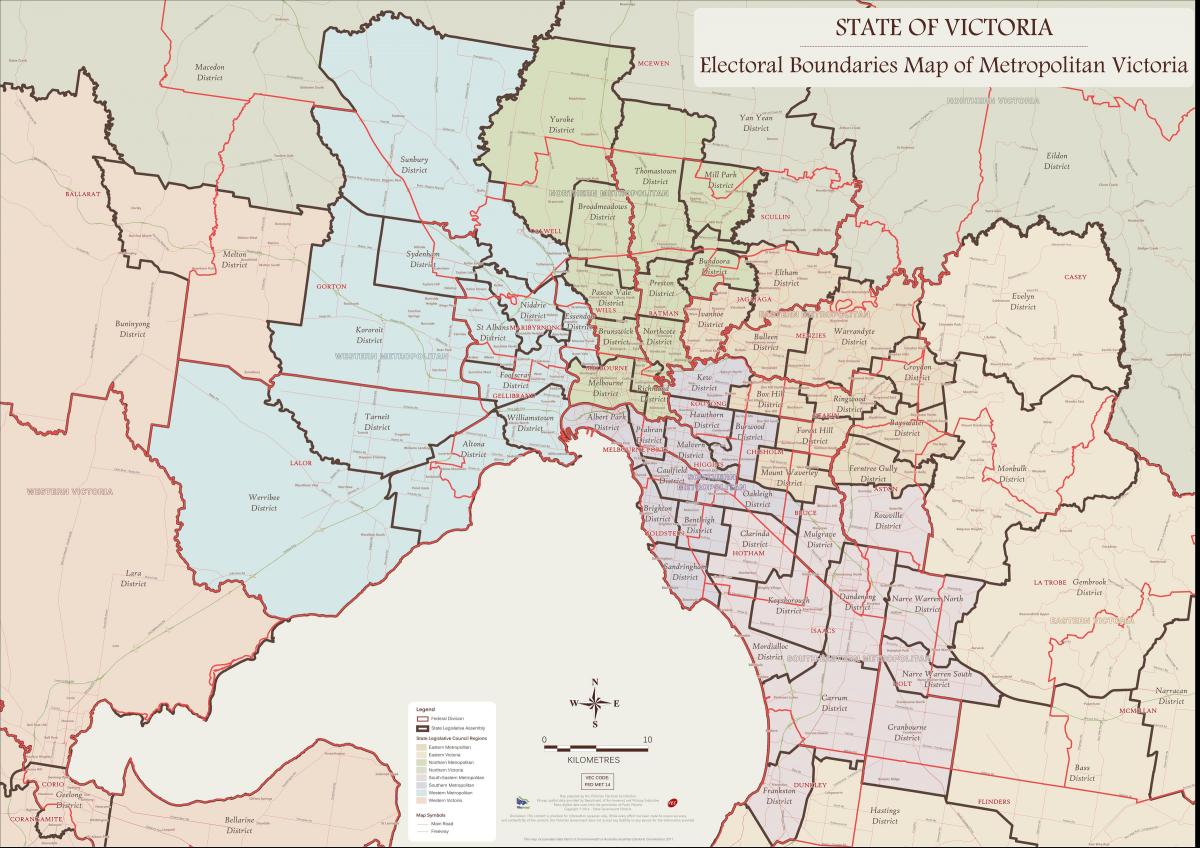 peta dari Melbourne eastern suburbs