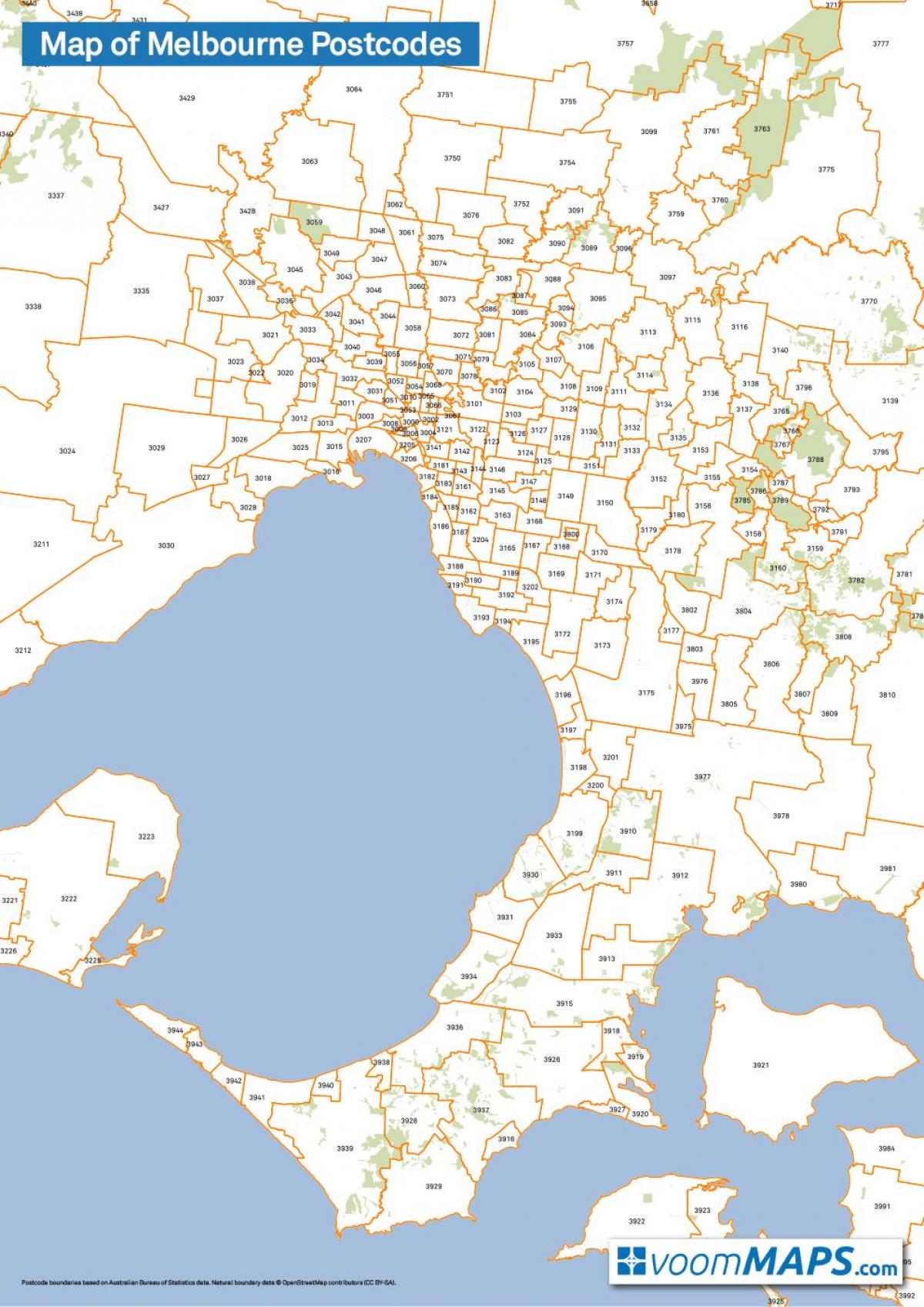 peta dari Melbourne kode pos