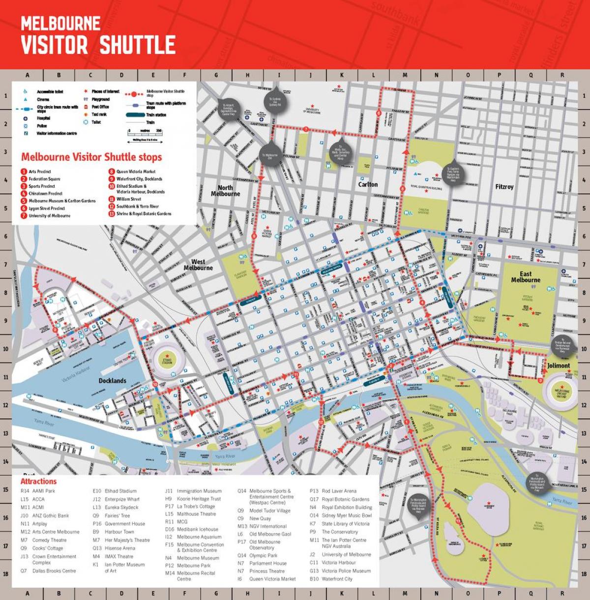 Kota Melbourne peta wisata