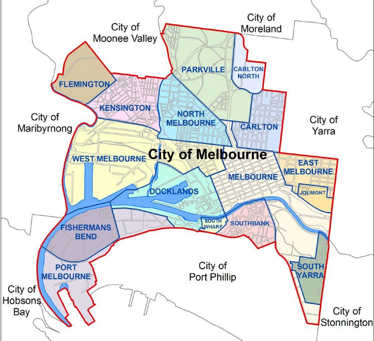 peta dari Melbourne dan sekitarnya