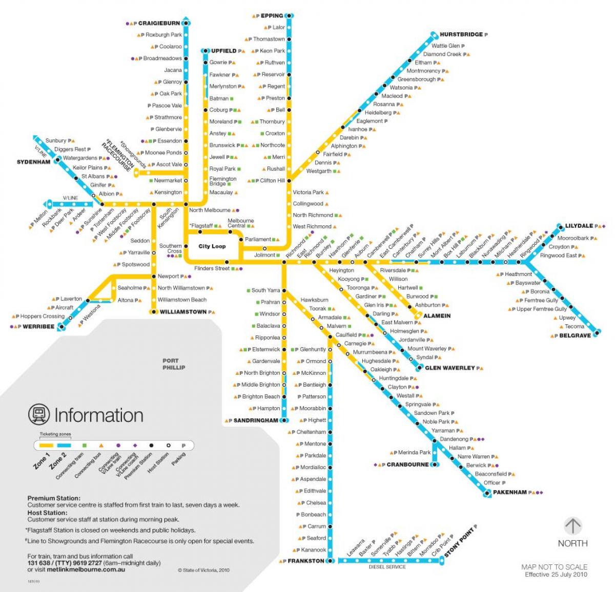 Melbourne jaringan kereta api peta