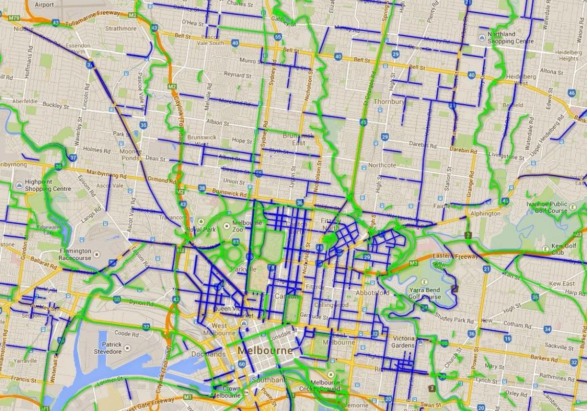 jalur sepeda di Melbourne peta