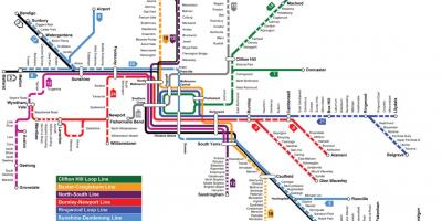 Stasiun kereta api peta Melbourne